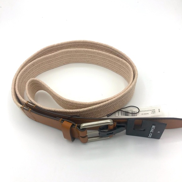 Michael Kors Roller Buckle Belt Cotton Blend Beige Large & Extra Large - Picture 2 of 7